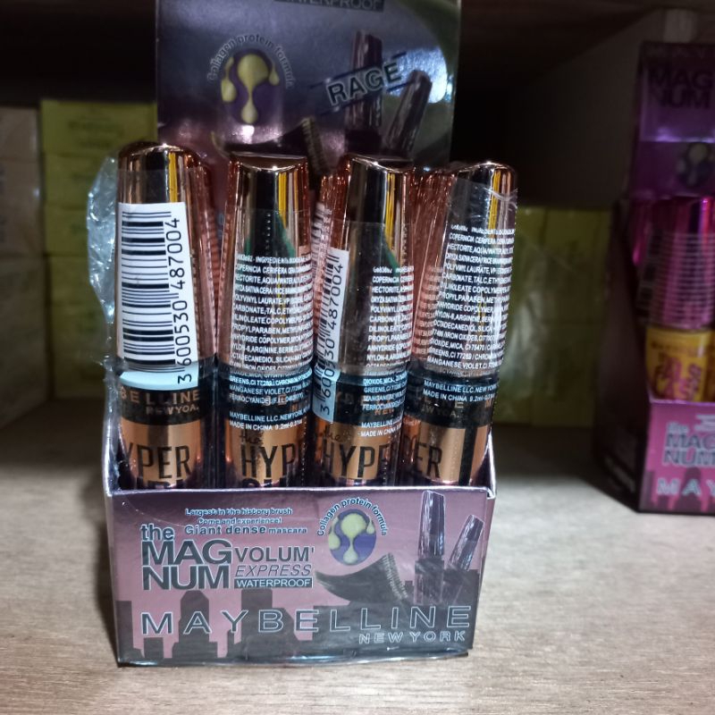 per Box Mascara Single Mybline Hitam tutup pink