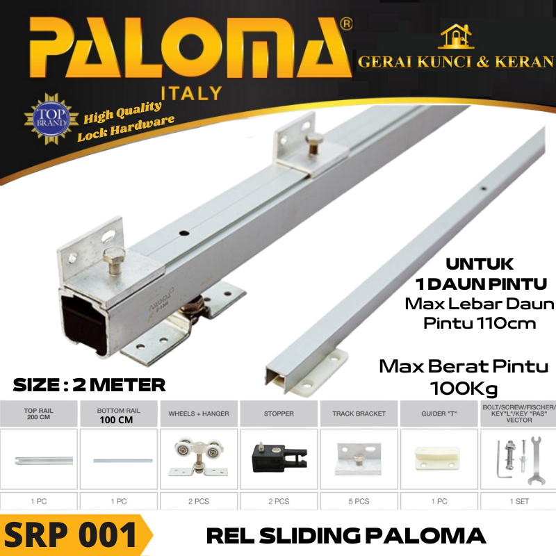 SLIDING RAIL PALOMA PINTU GESER SRP 001 2 METER REL SLIDING