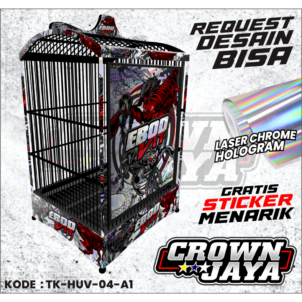 Decal Sticker Kandang Kenari Sticker Decal Sangkar Kotak EBOD VIT Lis Hologram UV - Aksesoris Decal 