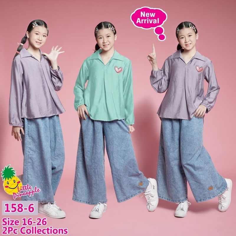 SP2609 (9-14TAHUN) LITTLE PINEAPPLE JUNIOR SET KULOT JEANS