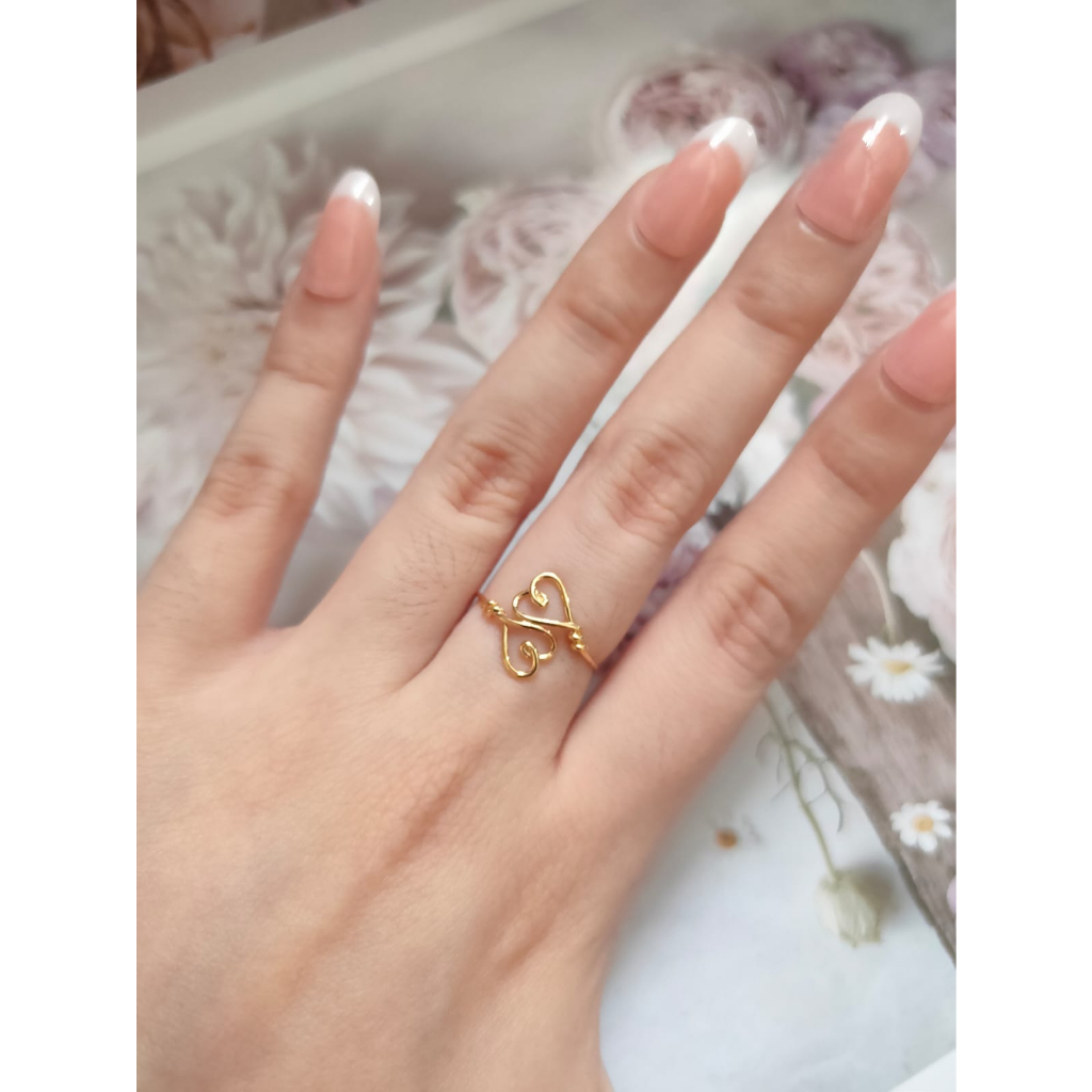 Cincin Hati simple tipis linea wish hope dream UBS love emas murni
