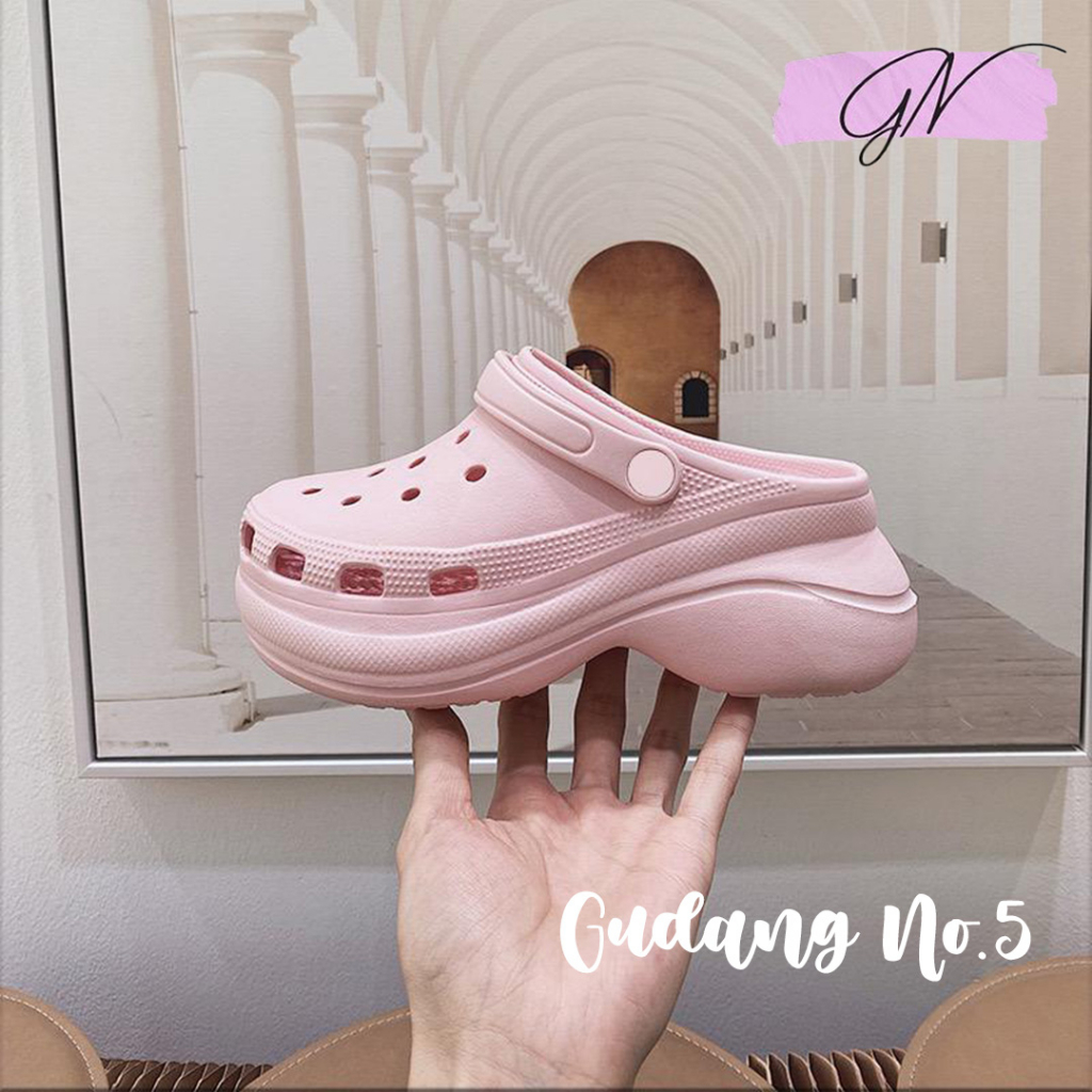 GN-8196 Sandal Crocs EVA Rubber Wanita Murah Sandal Slip On Baim Fuji Polos Import