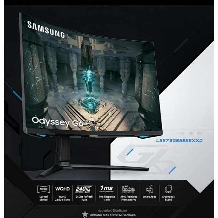 MONITOR SAMSUNG Odyssey G6 G65B 27&quot; LS27BG652 Curved VA QHD 240hz 1ms