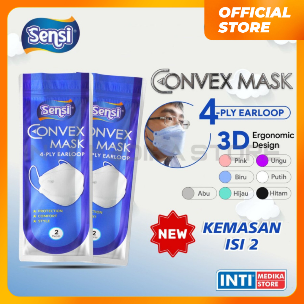 SENSI - Convex Mask 4 Ply | Masker Earloop 4 Ply | Masker Sensi Convex