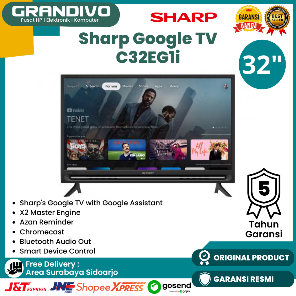 Google TV Sharp 32 Inch Sharp Google Tv Android C32EG1i Garansi Resmi Sharp - Grandivo