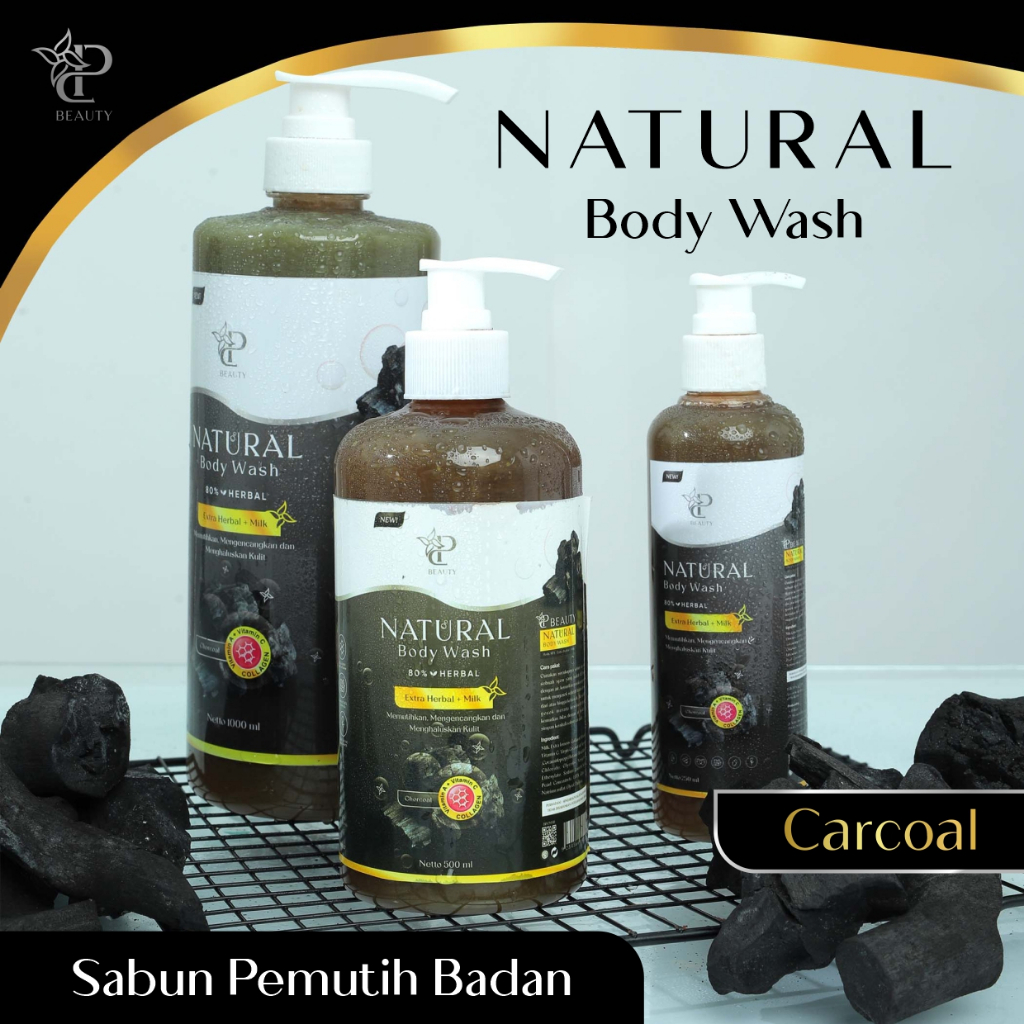 Sp Beauty Body Wash sabun cair herbal 500ml Extra charcoal vitamin C. A &amp; Collagen. - Sabun mandi cair pemutih badan sabun cair pemutih .sabun cair herbal charcoal500ml