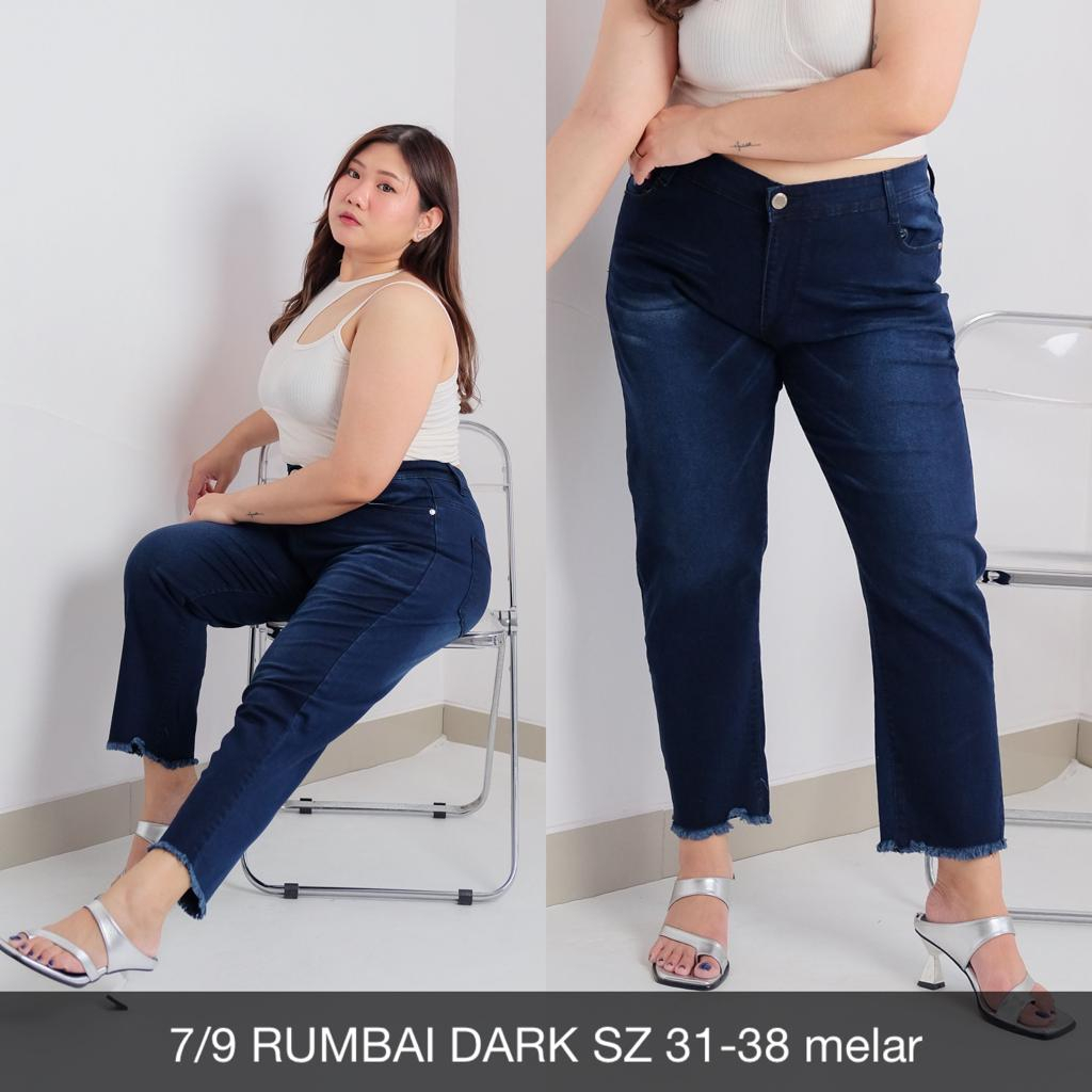 CELANA JEANS WANITA RUMBAI DARK BIGSIZE