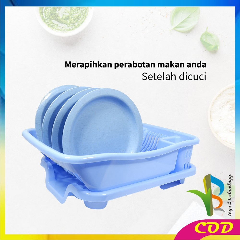 RB-C845 Rak Piring Plastik Serbaguna dengan Nampan Rak Tirisan Piring Wastafel / Rak Pengering Cuci Piring Mangkok Gelas Dish Drainer