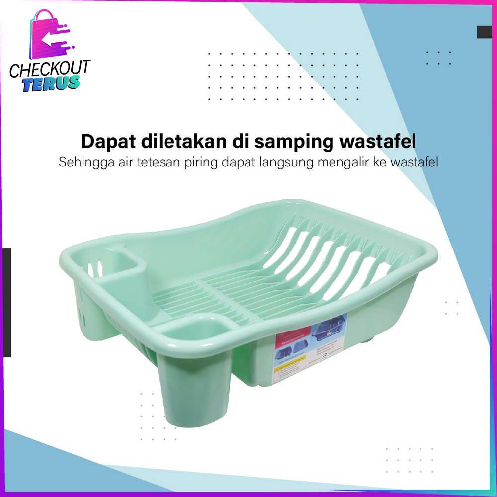 CT C845 Rak Piring Plastik Serbaguna dengan Nampan Rak Tirisan Piring Wastafel Dish Drainer Rak Pengering Cuci Mangkok Gelas