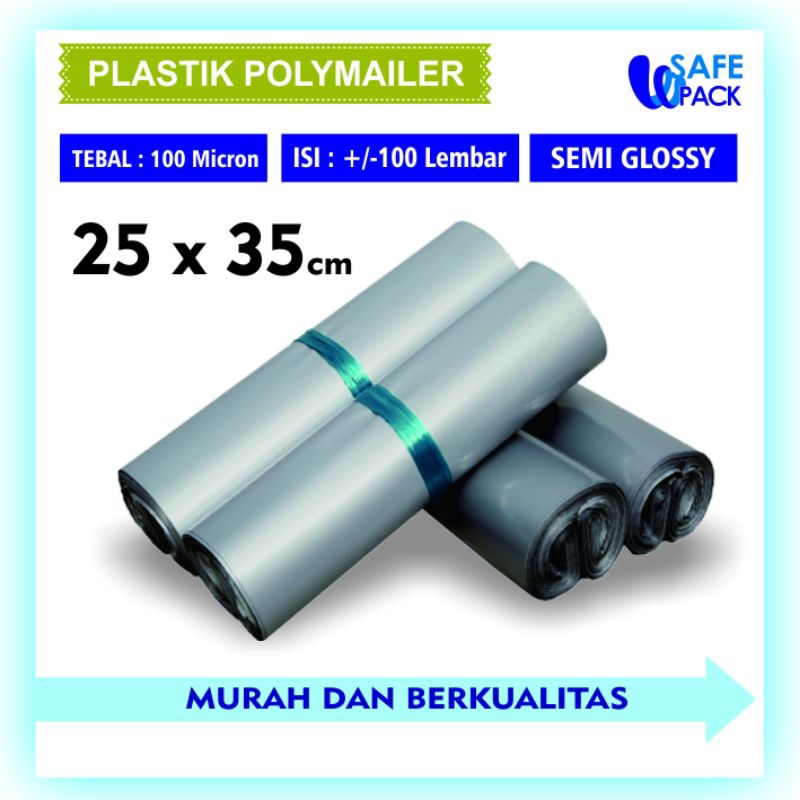 

polymailer polimailer packaging kantong plastik packing online semi glossy isi 100 silver 25x35