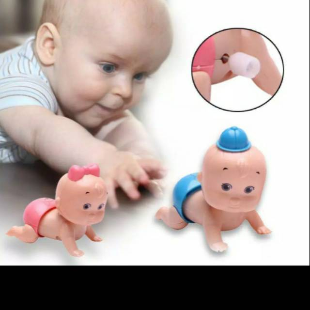 LARISTERUS79 Boneka BAYI MERANGKAK boneka bayi bergerak mainan bayi crawling boneka bayi goyang boneka bayi putar tanpa baterai  B024