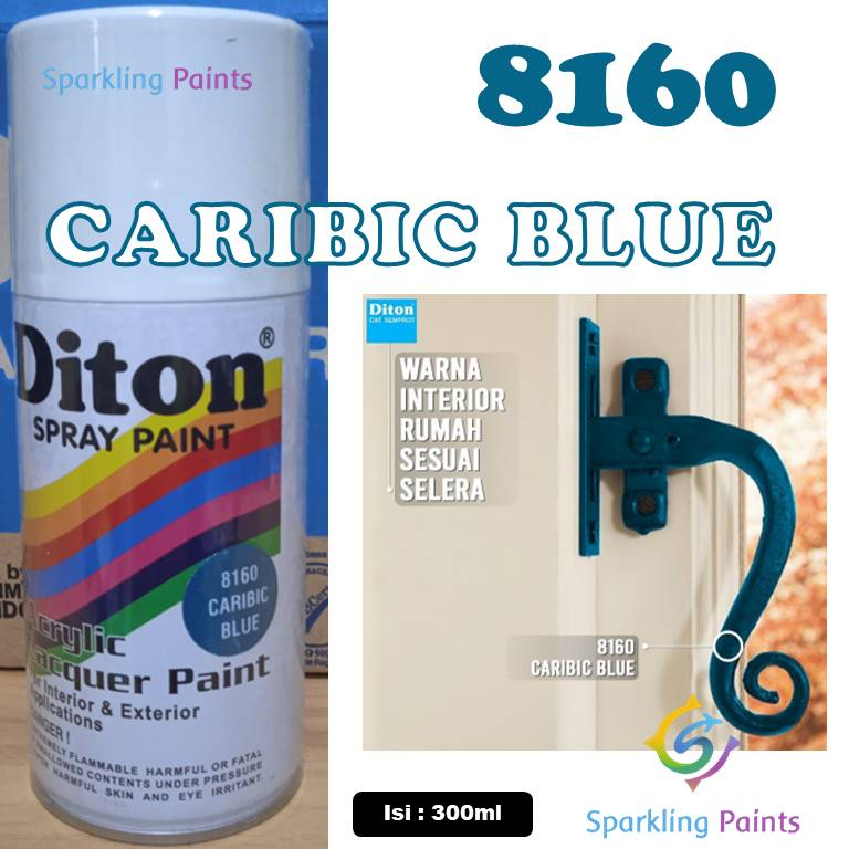 Pilox Diton Caribic Blue 8160 300ml Warna Biru Karibia Metalik Sepeda Motor Mobil Velg Mesin Pilox Cat Semprot