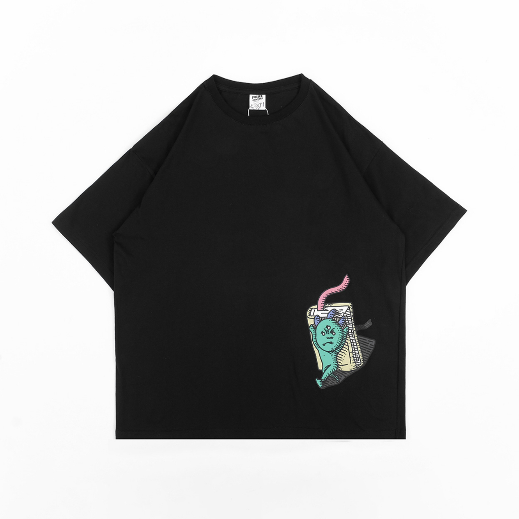 FOLDED CREATURES BY PEANUT STAIN - Pistachio Titans Black Oversized Tshirt