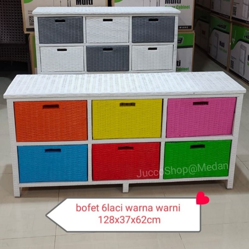 Rak Serbaguna Rotan Sintetis - Buffet Rotan Sintetis - Rak Baju Bayi -  Rak TV Murah - Medan