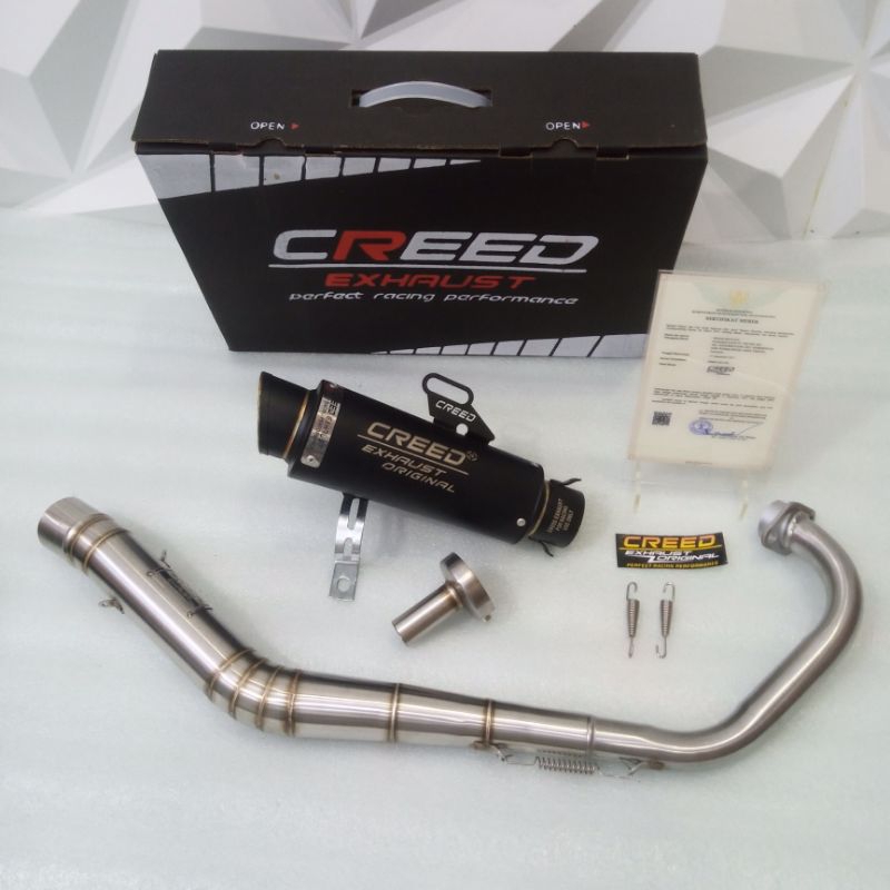 Knalpot CREED EXHAUST ORIGINAL TR -1 BLACK COATING R15 V1-V3  CB 150 OLD /NEW CBR 150 FACELIFT VIXIO