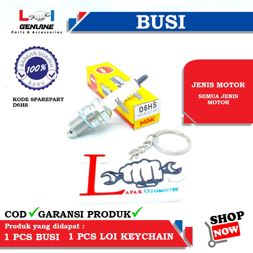 -LOI- BUSI NGK D6HS ORIGINAL BEBEK JADUL ASTREA GRAND BORING C90 C800