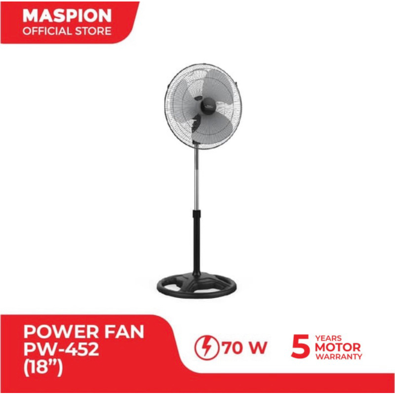 MASPION STAND FAN PW 452 / KIPAS ANGIN 18" (BESI) / KIPAS ANGIN BERDIRI / STAND FAN / KIPAS MASPION 