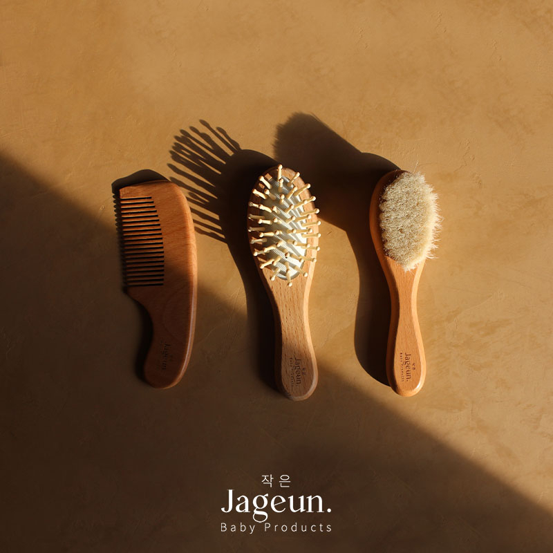 JAGEUN Premium Wood Bamboo Baby Comb Hair Brush | Set Sikat Sisir Rambut Anak Bayi Newborn Bahan Kayu Natural Lembut