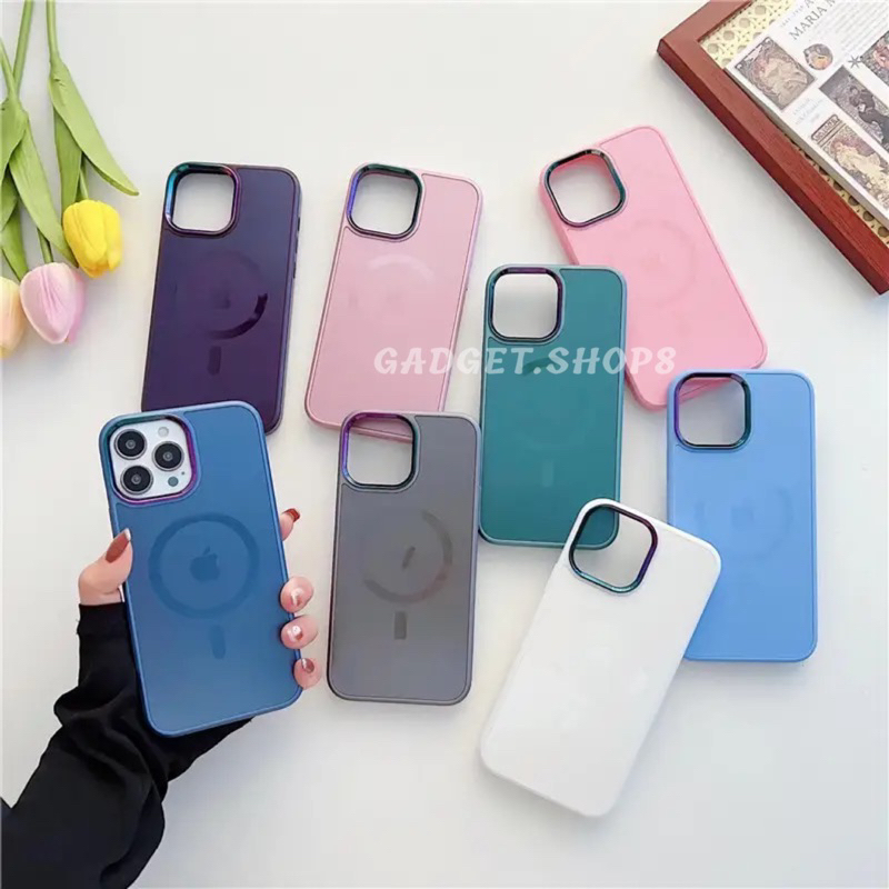 NEW !!! CASE PREMIUM FOR IPHONE ULTRA GLASS MAGSAFE RAINBOW FRAME IPHONE 11 12 13 14 PRO MAX 14+ PLUS