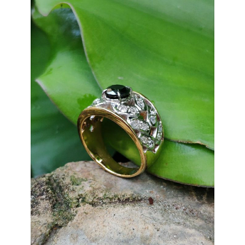 cincin emas berlian wanita berlian hitam mix berlian banjar || cincin wanita fashion || cincin berli