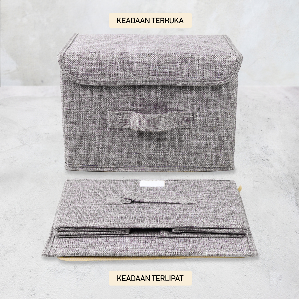 Kotak Penyimpan Pakaian Storage Box Foldable with Lid Small - FR225 - Gray