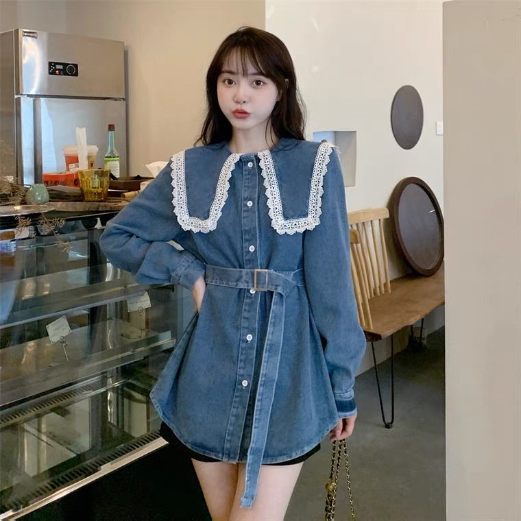 Luffy Denim Blouse Baju Atasan Import