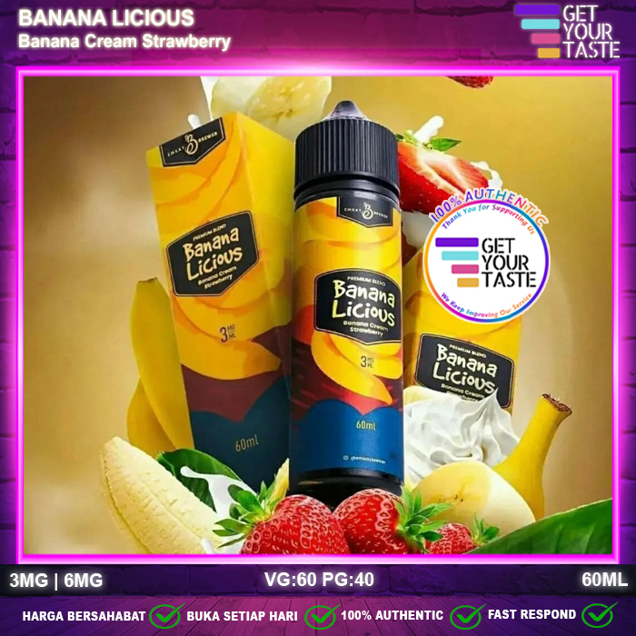 Liquid Banana Licious 60ML by Emkay Brew - 3MG 6MG - Bananalicious Freebase