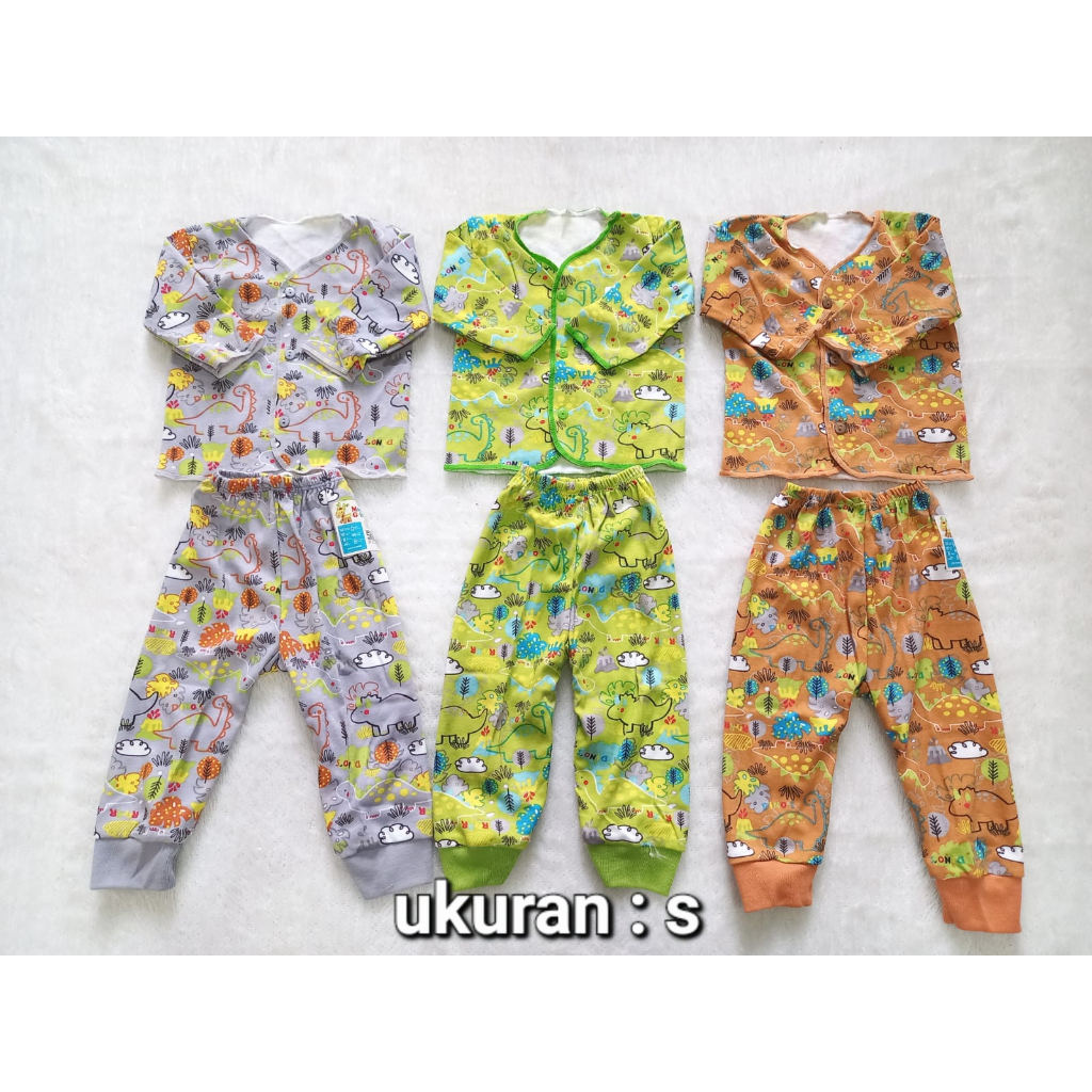 MOMS GIFT SETELAN BAJU BAYI LENGAN PANJANG FULL PRINTING motif DINO