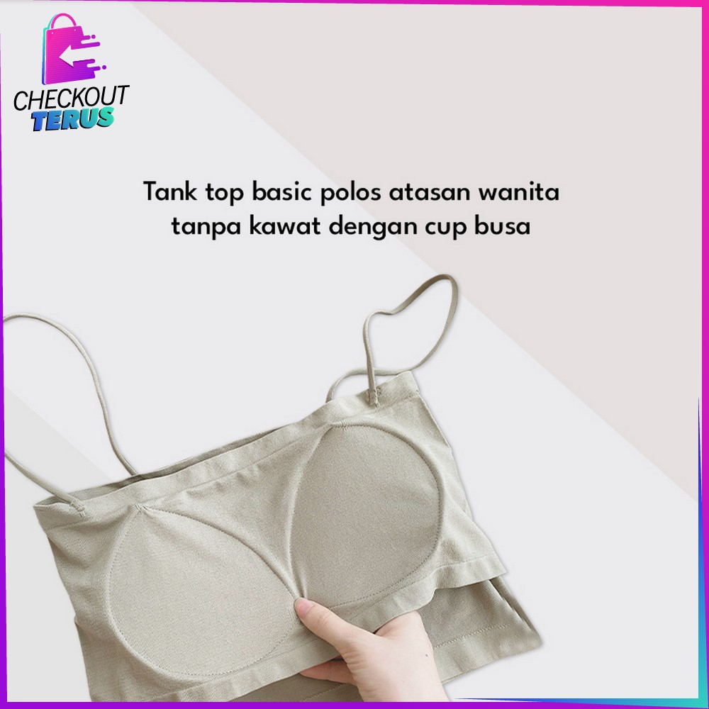 CT P263 Tank Top Crop Tali Spagheti Tanpa Lengan Basic Tanktop Pakaian Dalam Polos Wanita Sleeveless Top Fashion
