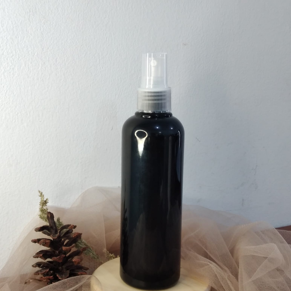 Botol Plastik  PET 250ml BR Hitam Tutup Spray