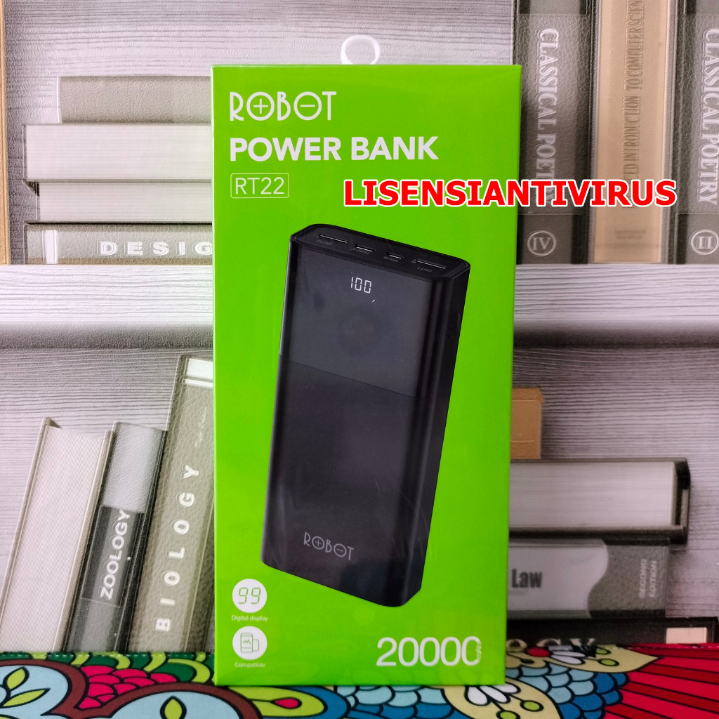 PowerBank ROBOT 20000mah RT22 Dual Port Input & Output Original Led