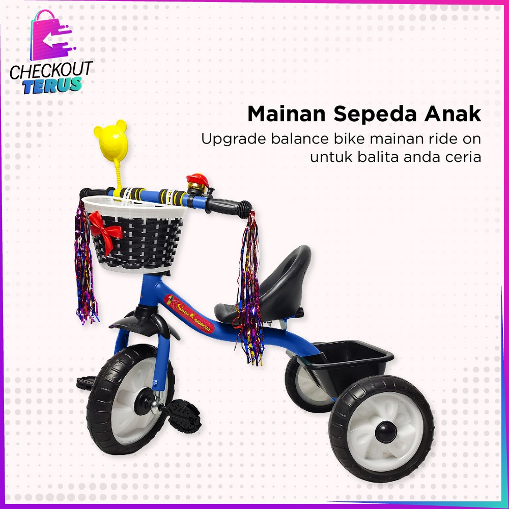 CT M307 Mainan Sepeda Anak Roda 3 Tricycle Balance Bike Sepeda Keseimbangan With Keranjang Speda Dorong Ride On Push Bike Import