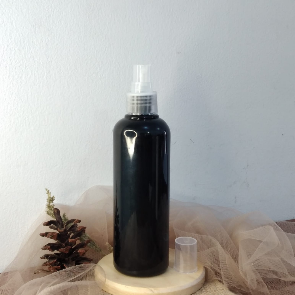 Botol Plastik  PET 250ml BR Hitam Tutup Spray