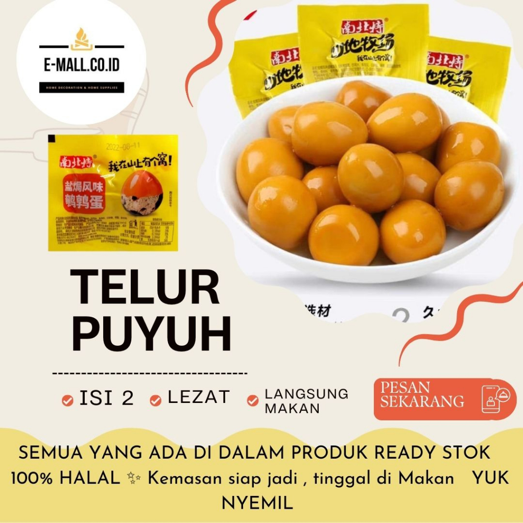 Cemilan snack Instant Telur Puyuh siap saji langsung di makan , isi 2 telur /makanan sehat/cemilan/jajan snack