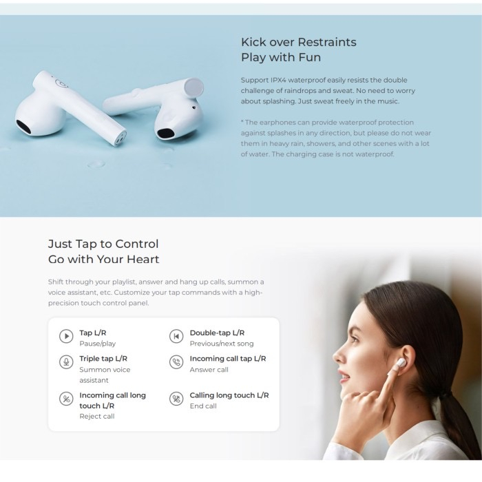 HAYLOU MORIPODS TRUE WIRELESS EARBUDS QUALCOMM 3040 FLAGSHIP AUDIO CHIP aptX Adaptive Semi in Ear  Features: 1. QCC3040 bluetooth 5.2 chip. TrueWireless Mirroring te