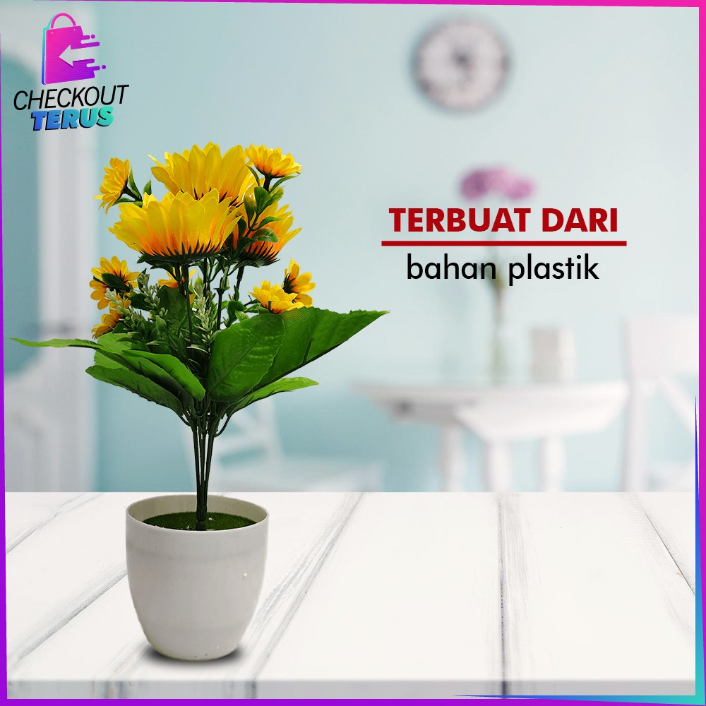 CT C556 Tanaman Artificial Plant Tanaman Hias Plastik Ornamen Pot Tanaman Bunga Matahari Bunga Hias Dekorasi