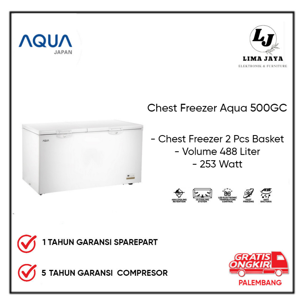 Chest Freezer Aqua AQF-500GC Freezer Box Lemari Pembeku Aqua