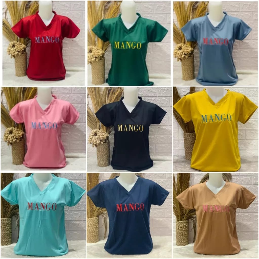 Kaos Bordir Wanita V Neck Branded Baby Terry Murah