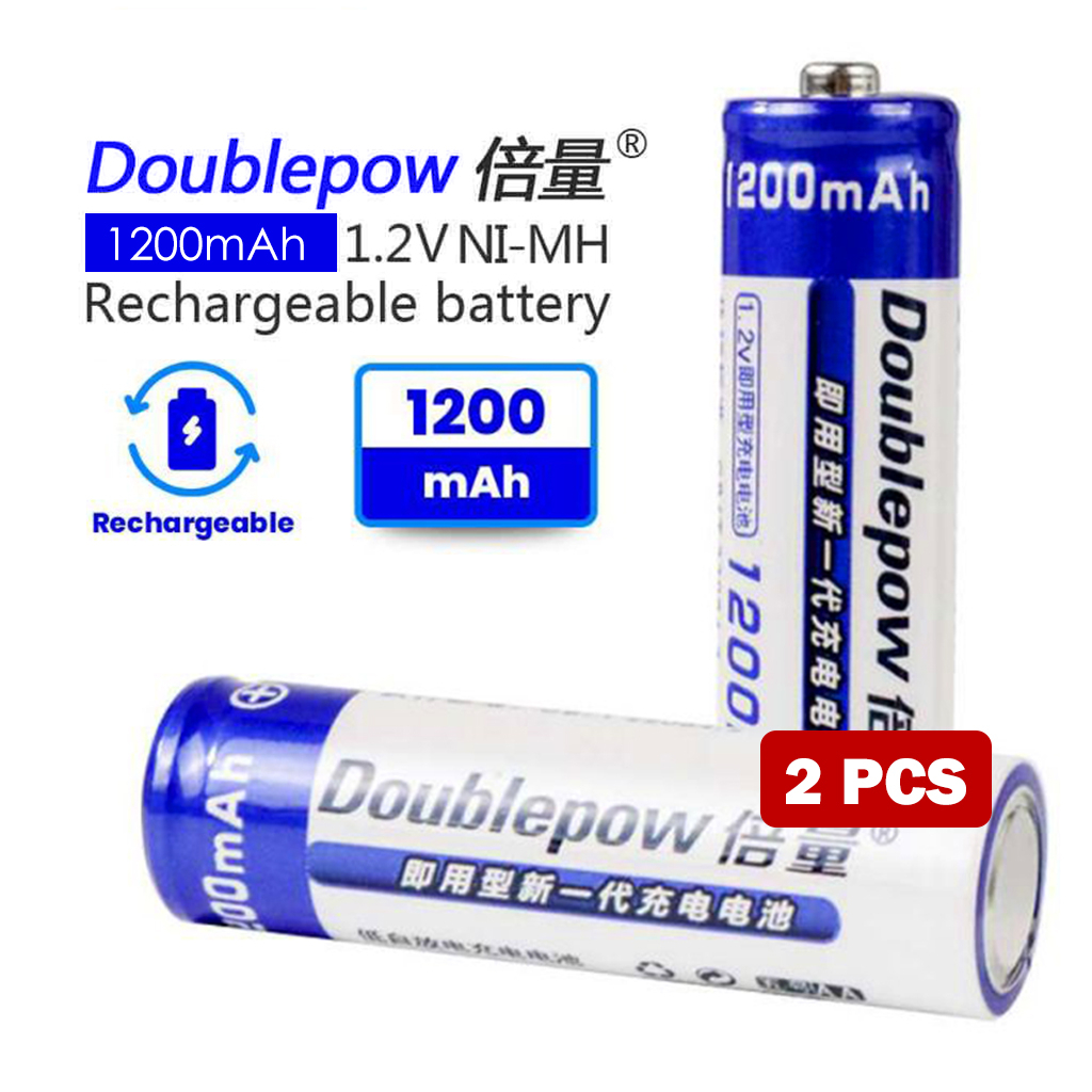 Baterai AA 1200 mAh / Battery Rachargeable / Batu Baterai Recharge - 2 Pcs / Baterai Cas Charge Doublepow Baterai AA Rechargeable