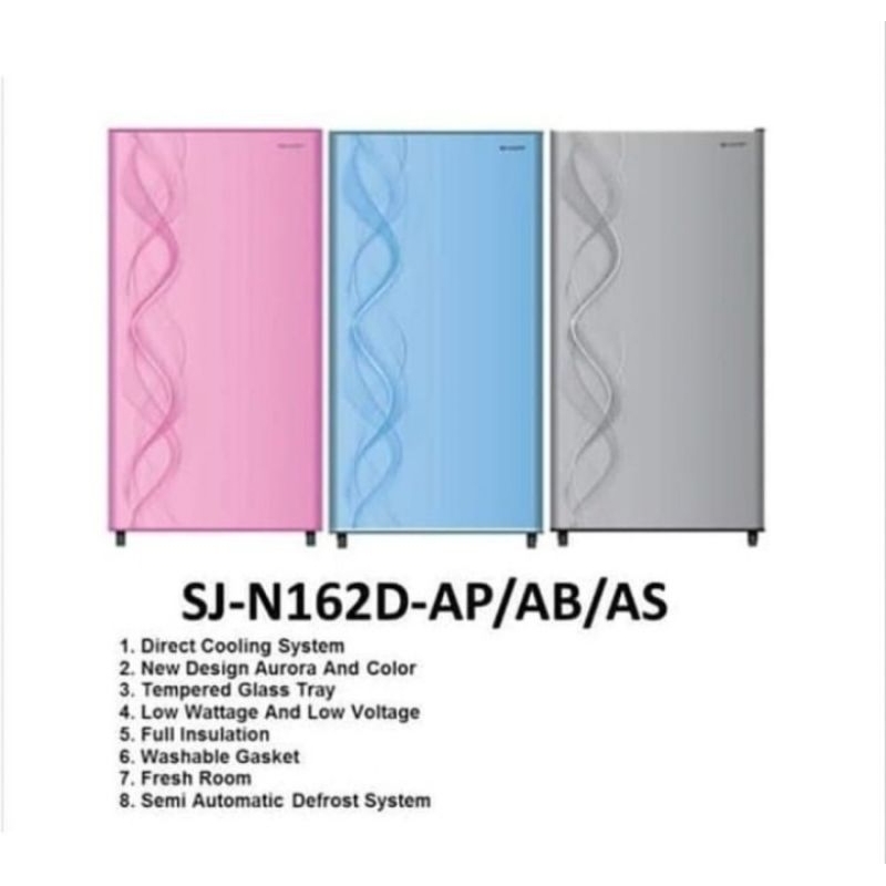 (Khusus Wilayah Kota Palembang) Lemari Es 1 Pintu SHARP/Kulkas 1pintu SHARP SJN 162D-AP/AB/AS, Kulka