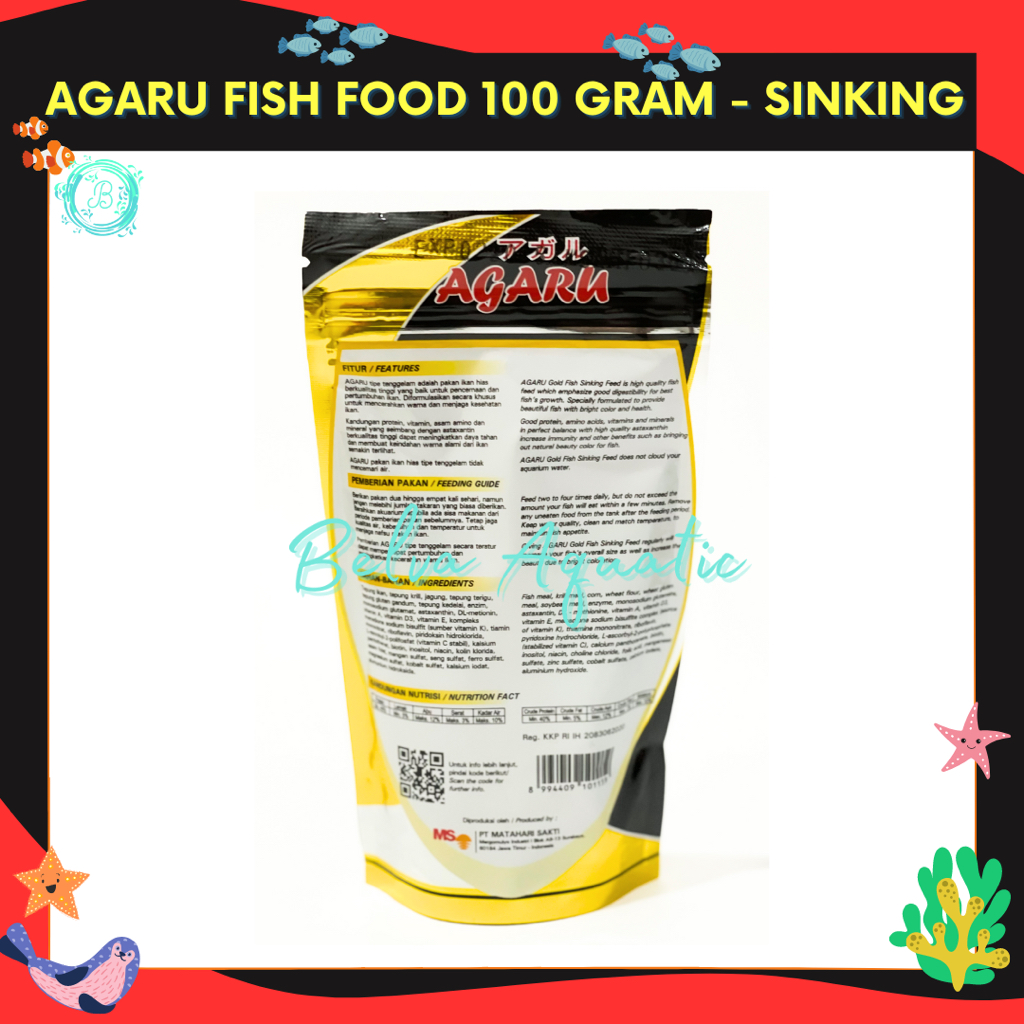 Agaru Fish Food Sinking Type Mini Pellet 100g Makanan Ikan Mas Koki 100 Gram