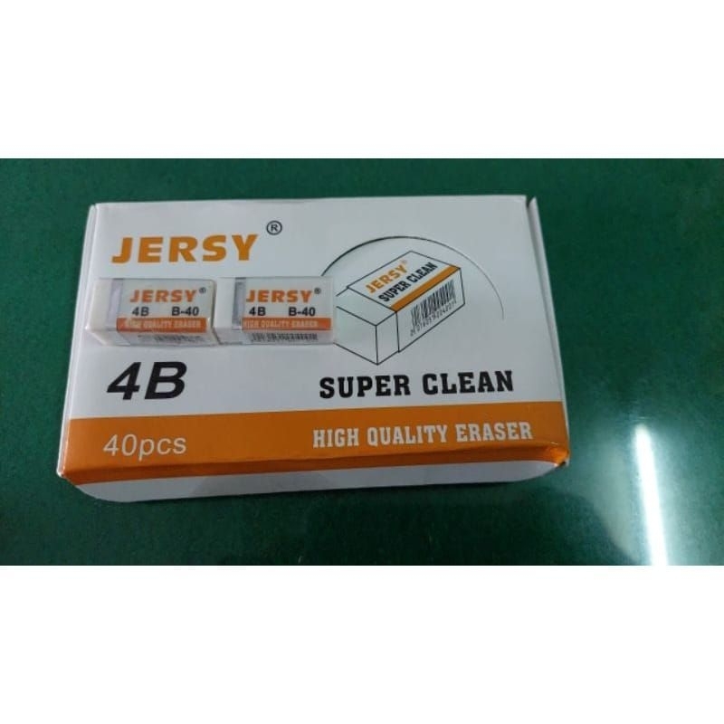

[ PACK ISI 40 ] PENGHAPUS PENSIL 4B JERSY PUTIH BERSIH ORI