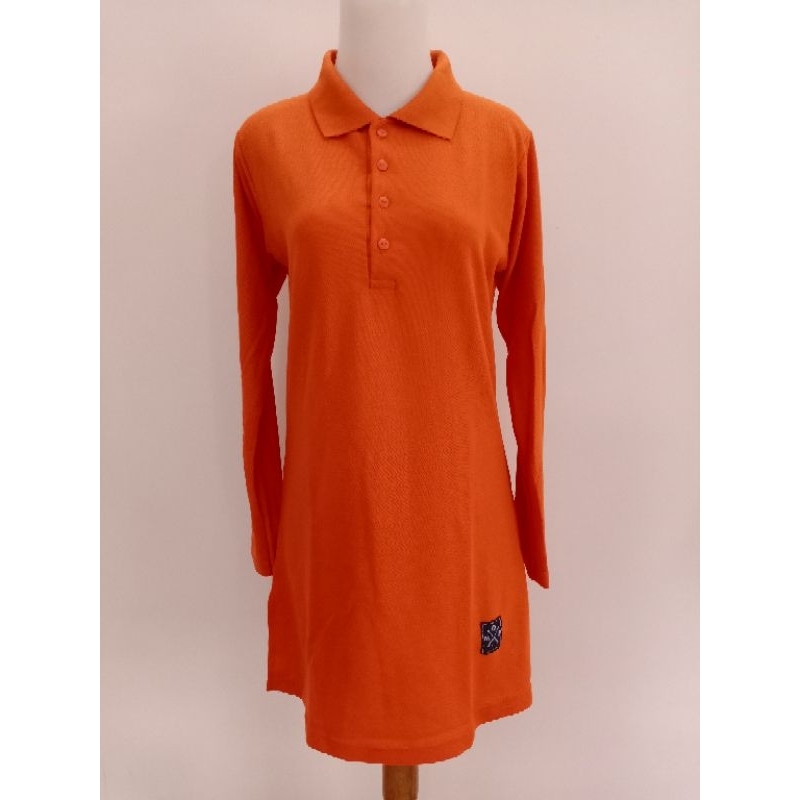 Kaos Couple Polo Krah Pique Oren Orange Nyaman Busui Friendly