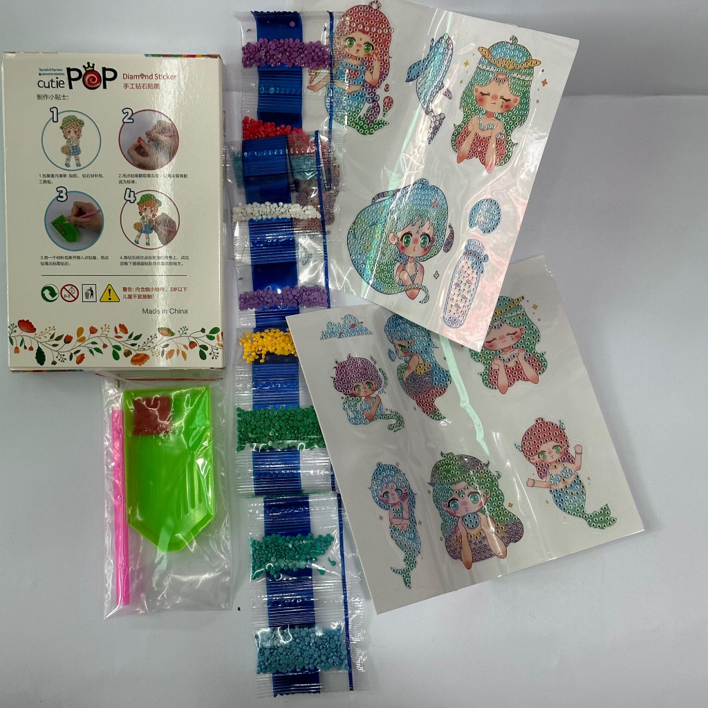 &lt; M.A &gt; Sticker Diamond Cutie Pop  Stiker Art Lukis Diamond Drill Round Diamond Painting Stiker Art Kado Anak Stiker Edukasi