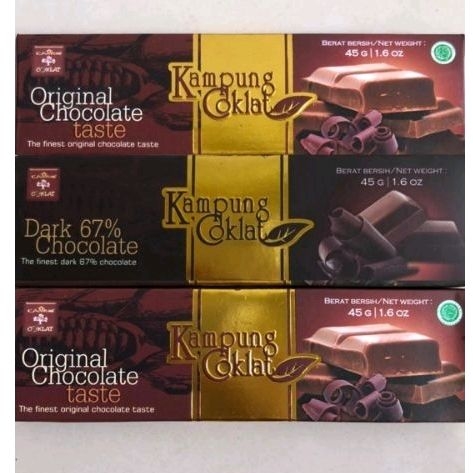 

Coklat Bar 45gram Kampung Coklat Blitar Original & Dark Coklat 67% Cokelat- Chocolate