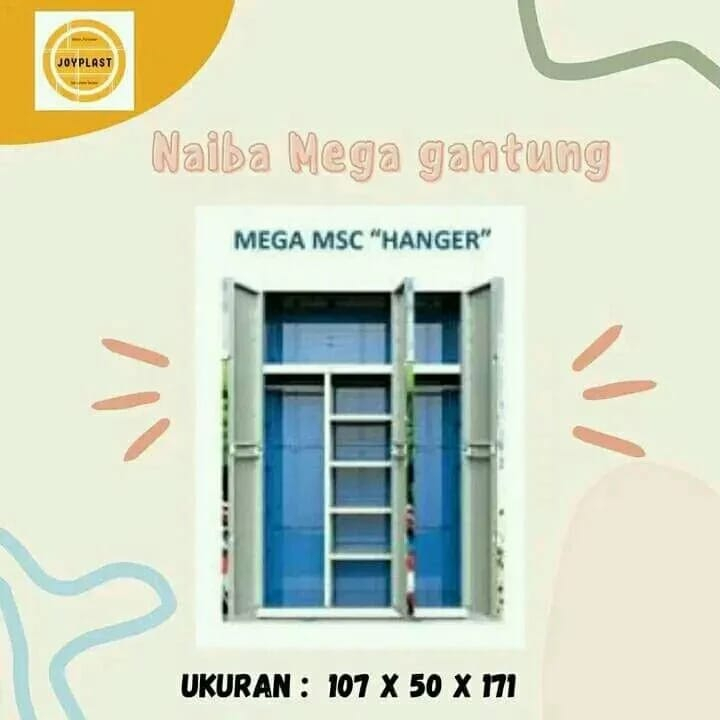 Lemari Gantung/ Lemari Hello Kitty/ Lemari Plastik 3 Pintu Naiba Mega MSC 2194