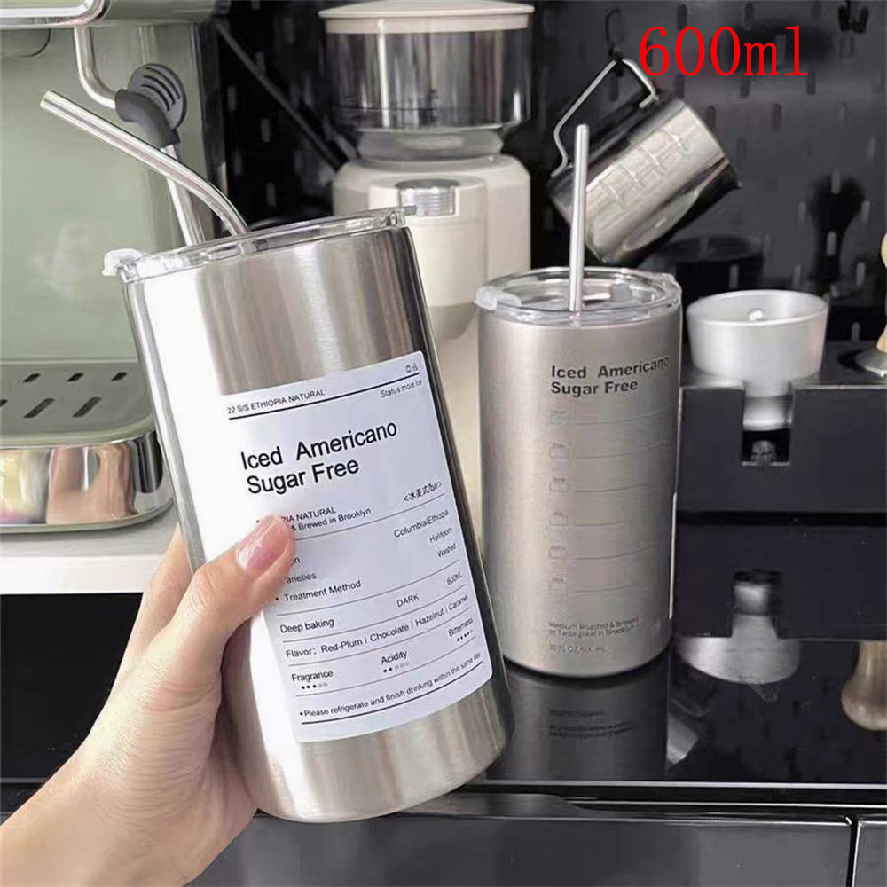 600ml/900ml Stainless Steel Es Kopi Mug Gaya Industri Amerika Hadiah Hari Valentine Hadiah Hadiah Ulang Tahun