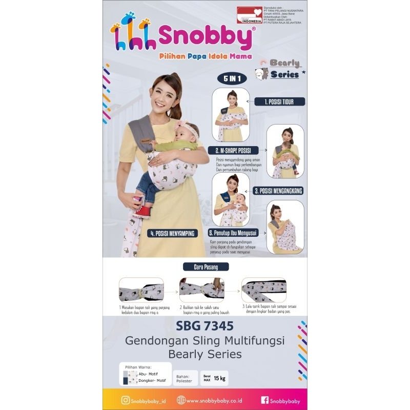 New SENOBBY Gendongan Sling Multifungsi BEARLY Series - SBG 7345