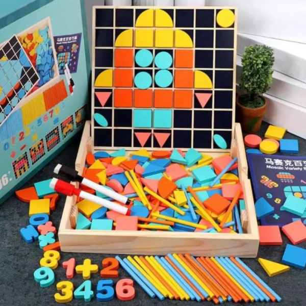 

Unik Mainan Edukasi Anak Puzzle 3 in 1 BUILDING BLOCK MOSAIC VARIETY BOARD Berkualitas