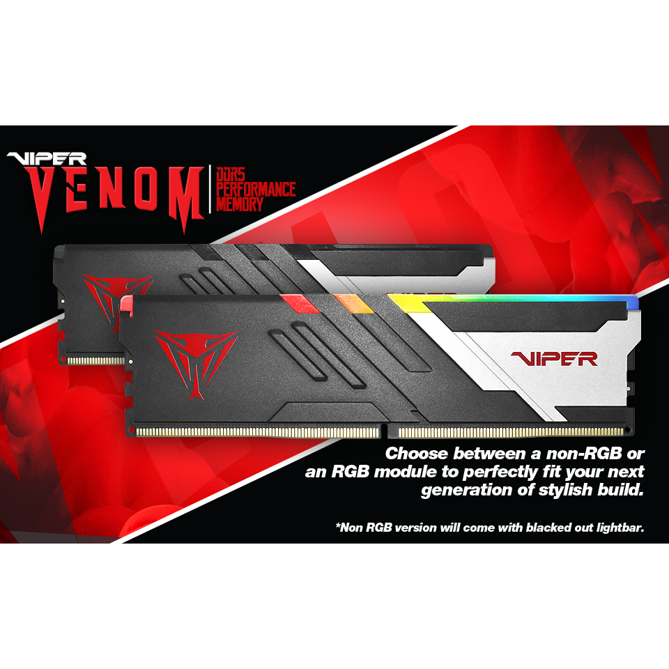 PATRIOT VIPER VENOM RGB DDR5 RAM 32GB (2X16GB) 6000MHz UDIMM KIT PVVR532G600C3